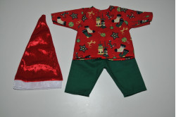 Julesæt - bluse med julesok, bukser og nissehue